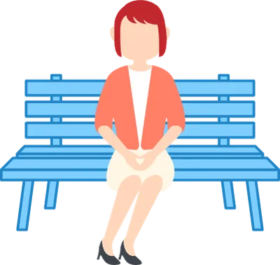 Illustration of a woman sitting alone on a two-seater bench