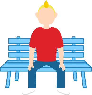 Illustration of a man sitting alone on a two-seater bench