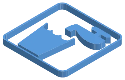 Blue isometric illustration of faucet and cup