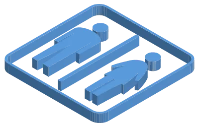 Blue isometric illustration of male and female marks