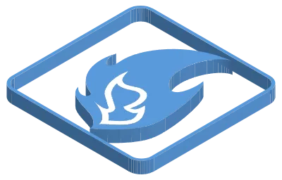 Blue isometric illustration of flame