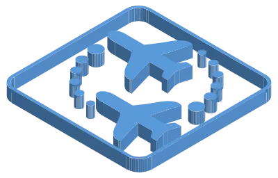 Blue isometric illustration of airplane transfer