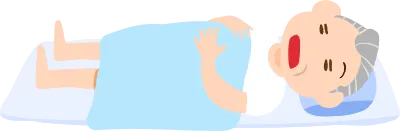 An old man sleeping on a futon for summer