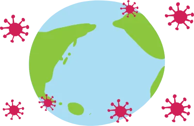 Image illustration of corona virus attacking the earth