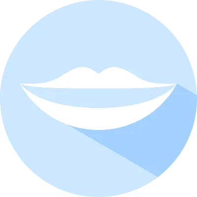 Circle icon with blue shadow, aesthetic dentistry