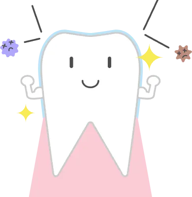 Illustration of a healthy tooth that removes bacteria by applying fluorine