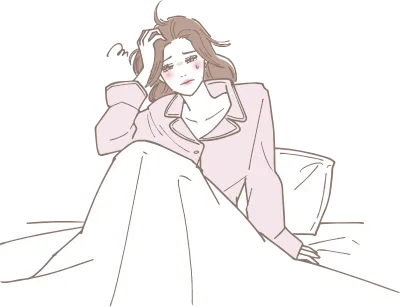 目覚めが悪そうな寝不足の女性