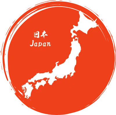 Brushstroke Japanese flag and map of Japan