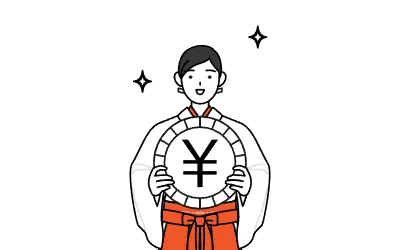 Shrine Maiden Of The Shrine, wearing White kosode and Red Hakama, an image of foreign exchange gains