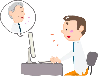 An illustration of a person working in a waisha tie on the top and a pajamas on the bottom