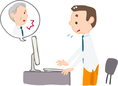 An illustration of a person working in a waisha tie on the top and a pajamas on the bottom