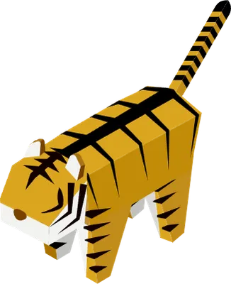 Isometric, a tiger with an extended tail