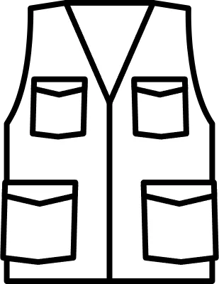 fishing vest, Clothes simple line drawing icon in black and white
