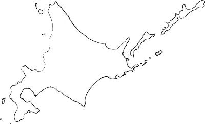 Realistic map of Hokkaido(line drawing)