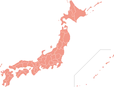 28. Japan. . 빨간색 배경에 흰 라인으로 지역 경계선을 표시한 일본 지도.