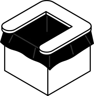 Simple line drawing of emergency kit, portable toilet, isometric illustration