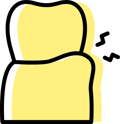 Dental image icon of toothache, swollen gums, simple line drawing