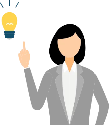 Simple illustration of businesswoman in business suit inspiring ideas