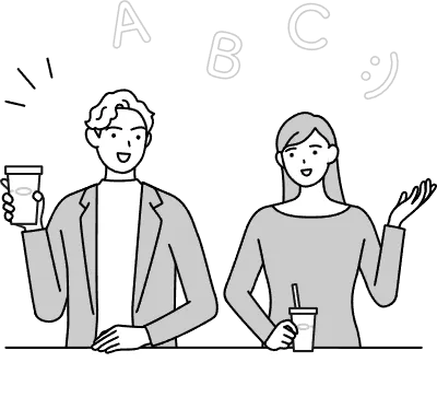 English conversation, Japanese woman speaking English with a white man at a cafe