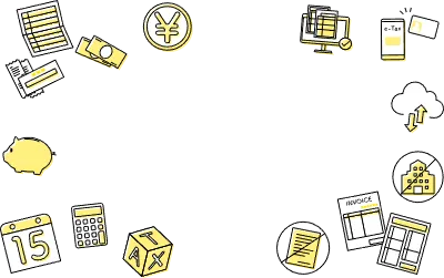Simple line drawing icon set frame for tax returns