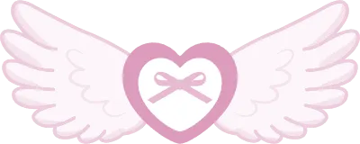 날개와 리본이 달린 러블리한 천사 하트