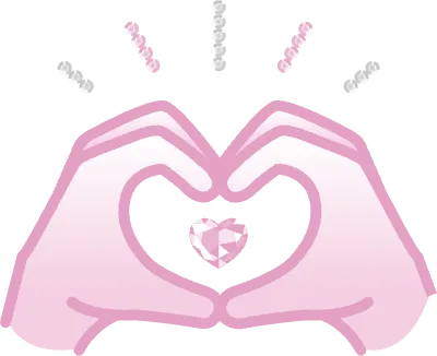 보석으로 꾸민 손 하트