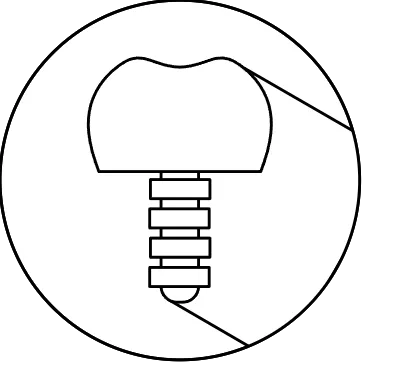 Circle icon with black shadow, implant