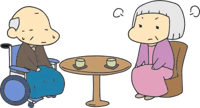 Grandmother angry with grandfather Japanese manga style