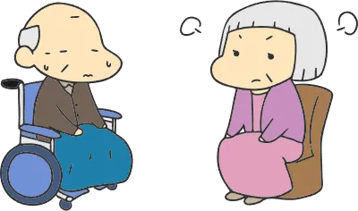 Grandmother angry with grandfather Japanese manga style