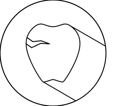 Circle icon with black shadow, tooth decay
