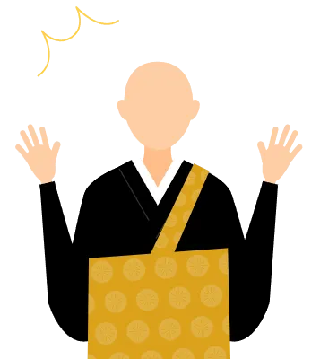 Simple illustration of a buddhist monk surprised, he opens his arms