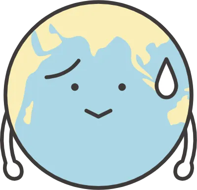 Earth character sweating and looking tired.