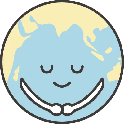 Smiling and bowing Earth character