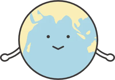 Smiling Earth character with open arms