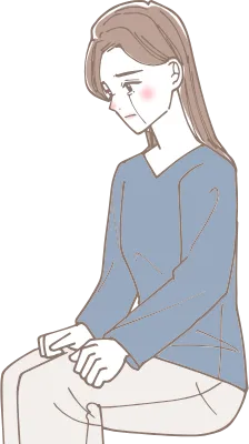 俯いて泣いている女性のイラスト