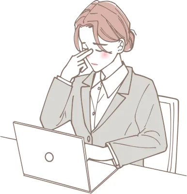 目が疲れているビジネスマンの女性のイラスト