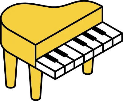 Simple line drawing of piano icon, isometric illustration