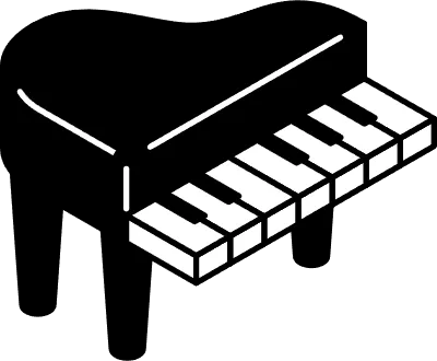 Simple line drawing of piano icon, isometric illustration