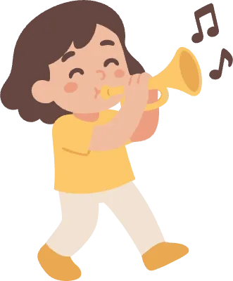 音楽と踊る子供たちのイラスト