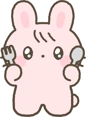 토끼 숟가락과 포크를 들고있는 모습