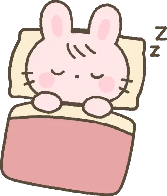 토끼 이불을 덮고 누워서 잠자고 있는 모습