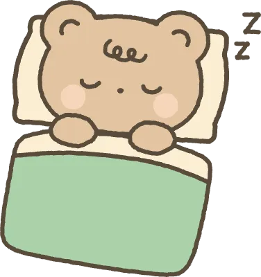 곰 이불을 덮고 누워서 잠자고 있는 모습
