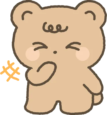 곰 입을 가리고 웃는 모습