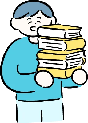 마루가족 유우씨 여러 책을 들고 웃고 있는 모습