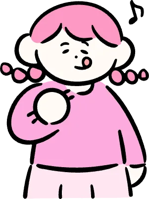 마루가족 하나짱 웃으며 젓가락으로 식사하는 모습