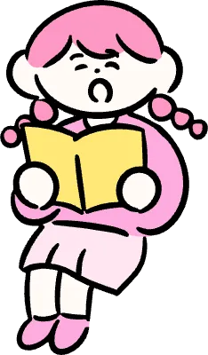 마루가족 하나짱 앉아서 책을 읽고 있는 모습