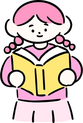 마루가족 하나짱 여러 책을 들고 웃고 있는 모습