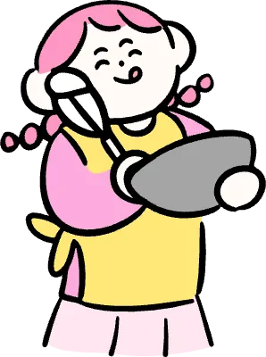 마루가족 하나짱 앞치마를 매고 요리하는 모습