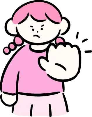 마루가족 하나짱 손바닥을 앞으로 내밀고 거절하고 있는 모습