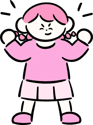 마루가족 하나짱 양 손 가츠 포즈 모습